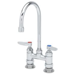 Wholesale ⭐ T&S Brass And Bronze Works T&S B-0325 Deck Mounted Faucet With 13 1/4" Gooseneck Nozzle, 4" Adjustable Centers, 17.9 Stream Regulator Outlet, Eterna Cartridges, And Lever Handles ⭐