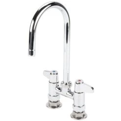 Outlet 😀 T&S Brass And Bronze Works Equip By T&S 5F-4DLS05 Deck Mounted Faucet With 5 9/16" Gooseneck Spout, 4" Centers, Laminar Flow Device, And Lever Handles 🛒