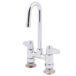 Brand new ???? T&S Brass And Bronze Works Equip By T&S 5F-4DLX03 Deck Mounted Faucet With 2 13/16" Gooseneck Spout, 4" Centers, Laminar Flow Device, And Lever Handles ????