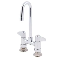 Brand new 🤩 T&S Brass And Bronze Works Equip By T&S 5F-4DLX03 Deck Mounted Faucet With 2 13/16" Gooseneck Spout, 4" Centers, Laminar Flow Device, And Lever Handles 🥰
