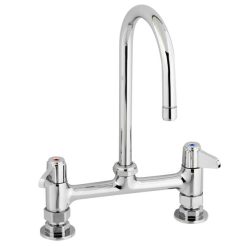 Wholesale ???? T&S Brass And Bronze Works Equip By T&S 5F-8DLS05 Deck Mounted Faucet With 5 9/16" Gooseneck Spout, 8" Centers, Laminar Flow Device, And Lever Handles ✨