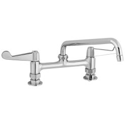 Brand new ???? T&S Brass And Bronze Works Equip By T&S 5F-8DWX10 Deck Mounted Faucet With 8" Adjustable Centers, 10 1/8" Swing Spout, 5.27 GPM Laminar Flow Device, Cerama Cartridges, And Wrist Handles ⌛