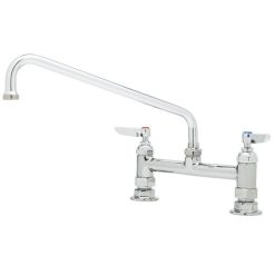 Hot Sale ???? T&S Brass And Bronze Works T&S B-0220-CC Deck Mounted Faucet With 18" Swing Nozzle, 8" Adjustable Centers, 18.39 GPM Stream Regulator Outlet, Eterna Cartridges, And Lever Handles ✔️