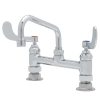 Best Pirce ???? T&S Brass And Bronze Works T&S B-0221-CR4-L22 Deck Mounted Pantry Faucet With 8" Adjustable Centers, 12" Swing Spout, 2.2 GPM Laminar Device, Cerama Cartridges, And Wrist Handles ????