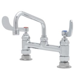 Best Pirce ???? T&S Brass And Bronze Works T&S B-0221-CR4-L22 Deck Mounted Pantry Faucet With 8" Adjustable Centers, 12" Swing Spout, 2.2 GPM Laminar Device, Cerama Cartridges, And Wrist Handles ????