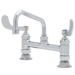 New ???? T&S Brass And Bronze Works T&S B-0222-WH4 Deck Mounted Pantry Faucet With 8" Adjustable Centers, 6" Swing Spout, Stream Regulator Outlet, Eterna Cartridges, And Wrist Handles ????