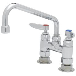 Budget ???? T&S Brass And Bronze Works T&S B-0227 Deck Mounted Pantry Faucet With 4" Adjustable Centers, 8" Swing Nozzle, And Eterna Cartridges ????