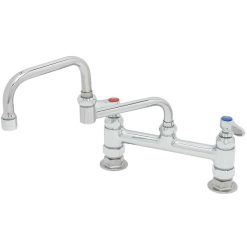 Coupon ???? T&S Brass And Bronze Works T&S B-0247 Deck Mounted Faucet With 12" Double Jointed Swing Nozzle, 8" Adjustable Centers, 19.5 GPM Stream Regulator Outlet, Eterna Cartridges, And Lever Handles ????