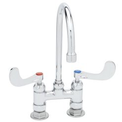 Best deal ???? T&S Brass And Bronze Works T&S B-0324-04 Deck Mounted Surgical Sink Faucet With 4" Centers, 5 1/2" Rigid Gooseneck Spout, And 4" Wrist Action Handles ⭐
