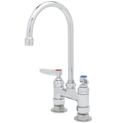 Best deal ???? T&S Brass And Bronze Works T&S B-0325-CR Deck Mount Double Pantry Mixing Faucet With 4" Adjustable Centers, 5 11/16" Gooseneck Spout, And Cerama Cartridges ????