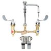 Discount ???? T&S Brass And Bronze Works T&S B-0850-01-PV Deck Mount Widespread Mixing Faucet With 8" Adjustable Centers, Serrated Nozzle, 4" Wrist Action Handles, And Double Valve Pedal ????