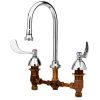 New ???? T&S Brass And Bronze Works T&S B-0865 Deck Mount Mixing Faucet With 8" Adjustable Centers, 5 9/16" Gooseneck, 6" Wrist Action Handles, And Escutcheons ⭐