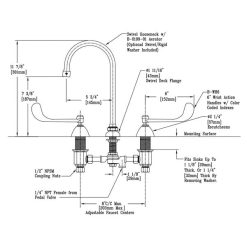 Promo ???? T&S Brass And Bronze Works T&S B-0866-07-PV Deck Mount Mixing Faucet With 8" Adjustable Centers, 5 3/4" Gooseneck, 6" Wrist Action Handles, And Pedal Valve Connection ???? -T&S Shop unnamed file 517