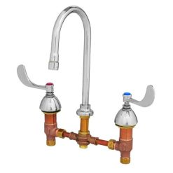 Discount ???? T&S Brass And Bronze Works T&S B-0867 Deck Mount Mixing Faucet With 8" Adjustable Centers, 5 9/16" Gooseneck, And 6" Wrist Action Handles ????
