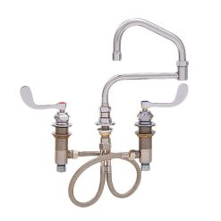 Coupon ???? Fisher 59420 Deck Mounted Stainless Steel Faucet With Widespread Deck, 19" Double-Jointed Swing Nozzle, 2.2 GPM Aerator, And Wrist Handles ⭐