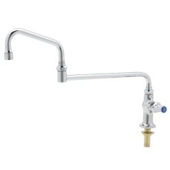 Best Sale ⌛ T&S Brass And Bronze Works T&S B-0255-18DJX-CR Deck Mounted Single Hole Faucet With 18" Double-Jointed Swing Spout, Stream Regulator Outlet, Cerama Cartridges, And Lever Handle ✨