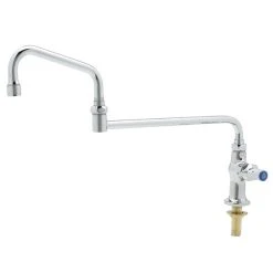 Best Sale ⌛ T&S Brass And Bronze Works T&S B-0255-18DJX-CR Deck Mounted Single Hole Faucet With 18" Double-Jointed Swing Spout, Stream Regulator Outlet, Cerama Cartridges, And Lever Handle ✨