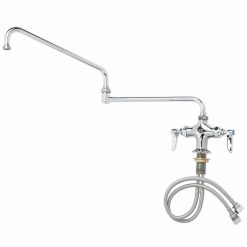 Hot Sale ???? T&S Brass And Bronze Works T&S B-0268 Deck Mounted Single Hole Pantry Faucet With Flex Inlets, 24" Double Jointed Swing Nozzle, And Eterna Cartridges ????