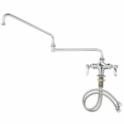 Hot Sale 🔔 T&S Brass And Bronze Works T&S B-0268 Deck Mounted Single Hole Pantry Faucet With Flex Inlets, 24" Double Jointed Swing Nozzle, And Eterna Cartridges 🔥