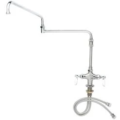 Top 10 🎁 T&S Brass And Bronze Works T&S B-0268-01 Deck Mounted Single Hole Pantry Faucet With Flex Inlets, 18" Double Jointed Swing Nozzle, Eterna Cartridges, And 4 5/8" Extension 💯
